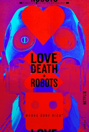 Póster promocional de Claus Studio para encabezar un artículo sobre la serie «Death, Love + Robots» (Netflix, 2019).